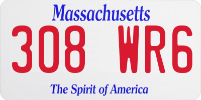 MA license plate 308WR6