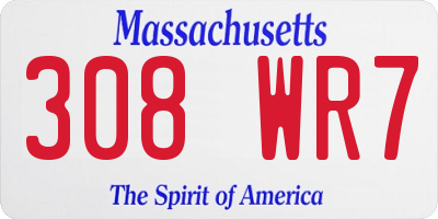 MA license plate 308WR7
