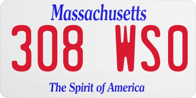 MA license plate 308WS0