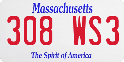 MA license plate 308WS3