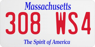 MA license plate 308WS4