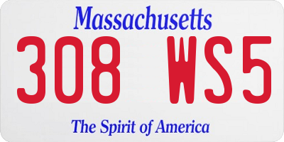 MA license plate 308WS5