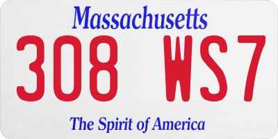 MA license plate 308WS7