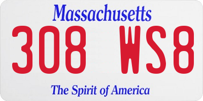 MA license plate 308WS8