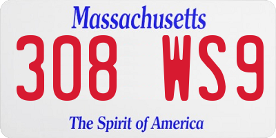 MA license plate 308WS9