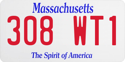 MA license plate 308WT1
