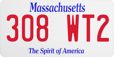 MA license plate 308WT2