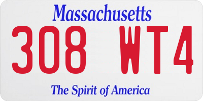 MA license plate 308WT4