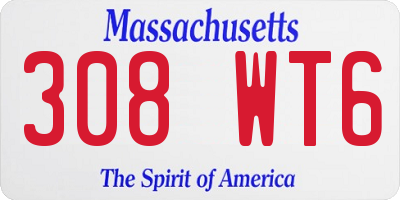 MA license plate 308WT6