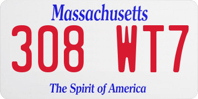 MA license plate 308WT7