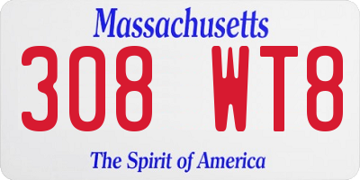 MA license plate 308WT8