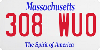 MA license plate 308WU0