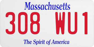 MA license plate 308WU1