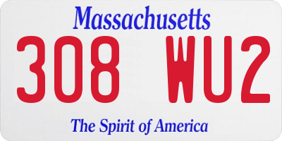 MA license plate 308WU2
