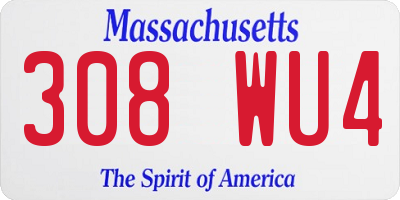 MA license plate 308WU4