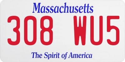 MA license plate 308WU5