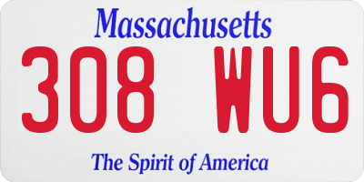 MA license plate 308WU6