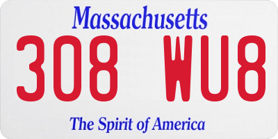 MA license plate 308WU8