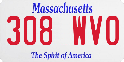 MA license plate 308WV0