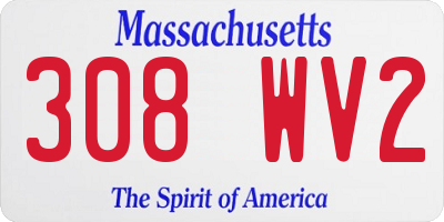 MA license plate 308WV2