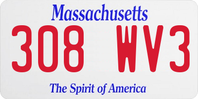 MA license plate 308WV3