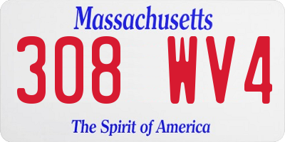 MA license plate 308WV4
