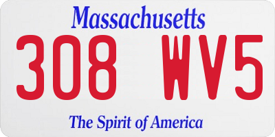 MA license plate 308WV5