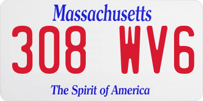 MA license plate 308WV6