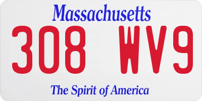 MA license plate 308WV9