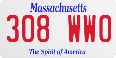 MA license plate 308WW0