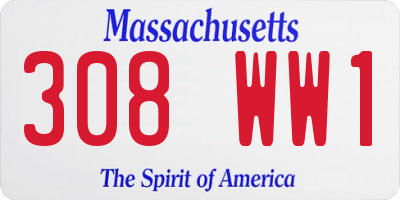 MA license plate 308WW1