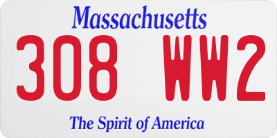 MA license plate 308WW2