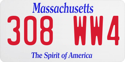 MA license plate 308WW4