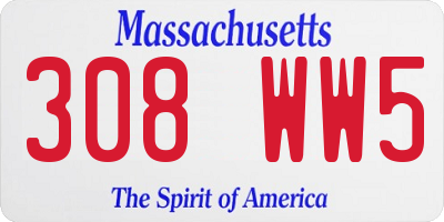 MA license plate 308WW5