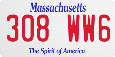 MA license plate 308WW6