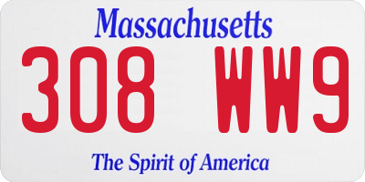 MA license plate 308WW9