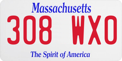 MA license plate 308WX0