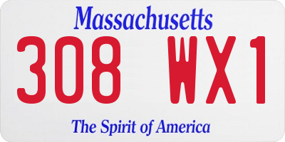 MA license plate 308WX1
