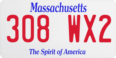 MA license plate 308WX2