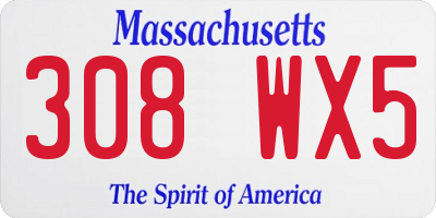 MA license plate 308WX5