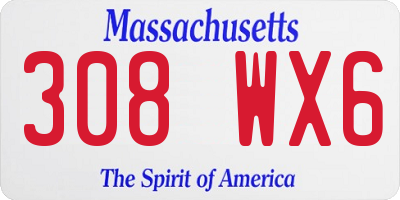 MA license plate 308WX6