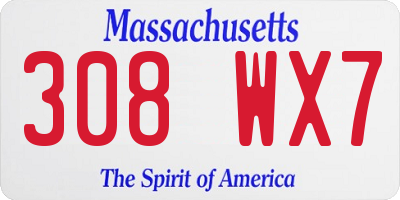 MA license plate 308WX7