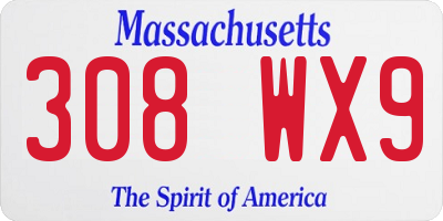 MA license plate 308WX9