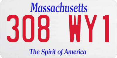 MA license plate 308WY1