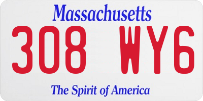 MA license plate 308WY6