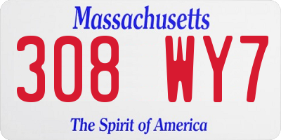 MA license plate 308WY7