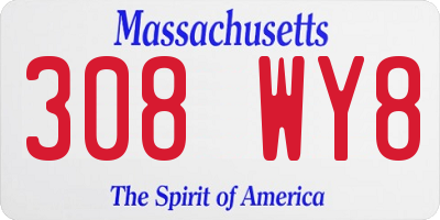 MA license plate 308WY8