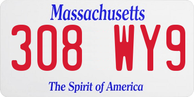 MA license plate 308WY9