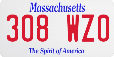 MA license plate 308WZ0