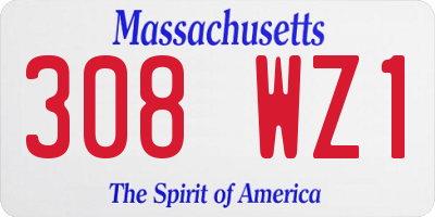 MA license plate 308WZ1
